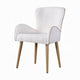 Willy Side Chair Set of 2, White Boucle, Soft Padding, Brown Wood Legs