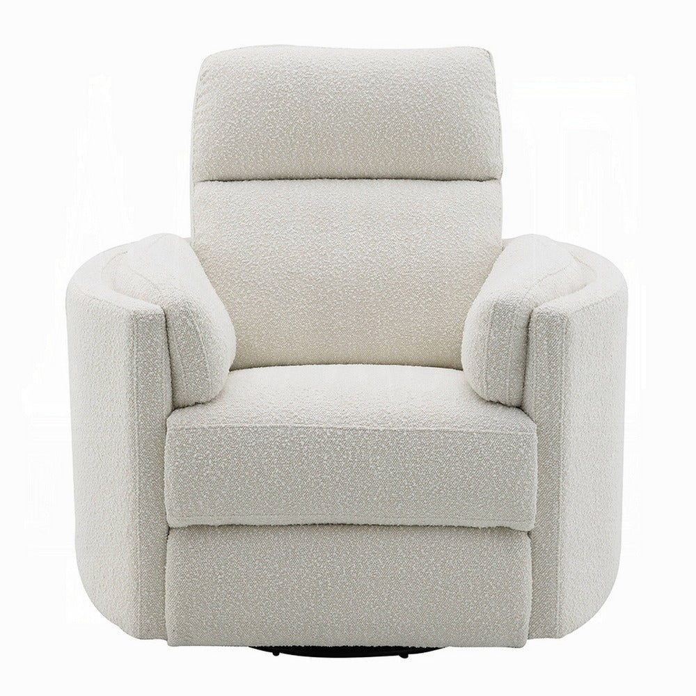 Siri Swivel Glider Recliner Chair Plush Beige Boucle Soft Cushioned BM324353
