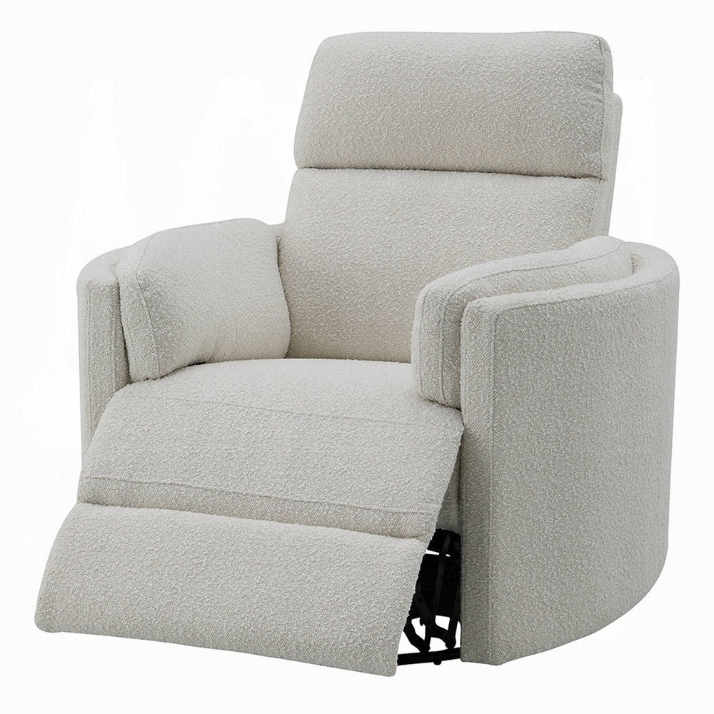 Siri Swivel Glider Recliner Chair Plush Beige Boucle Soft Cushioned BM324353