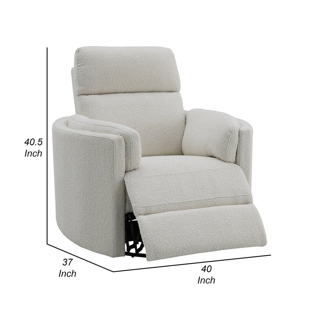 Siri Swivel Glider Recliner Chair Plush Beige Boucle Soft Cushioned BM324353