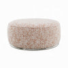 Sarah Ottoman, Round 39", Modern Style White Red Patterned Boucle