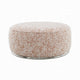 Sarah Ottoman, Round 39", Modern Style White Red Patterned Boucle