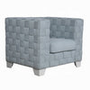 Reah Accent Chair Knitted Light Blue Chenille White Composite Wood BM324355