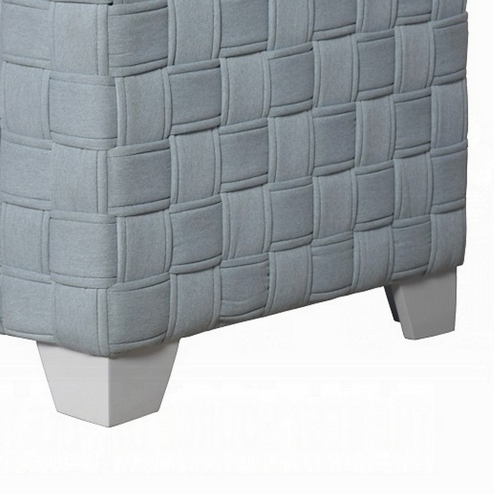 Reah Accent Chair Knitted Light Blue Chenille White Composite Wood BM324355