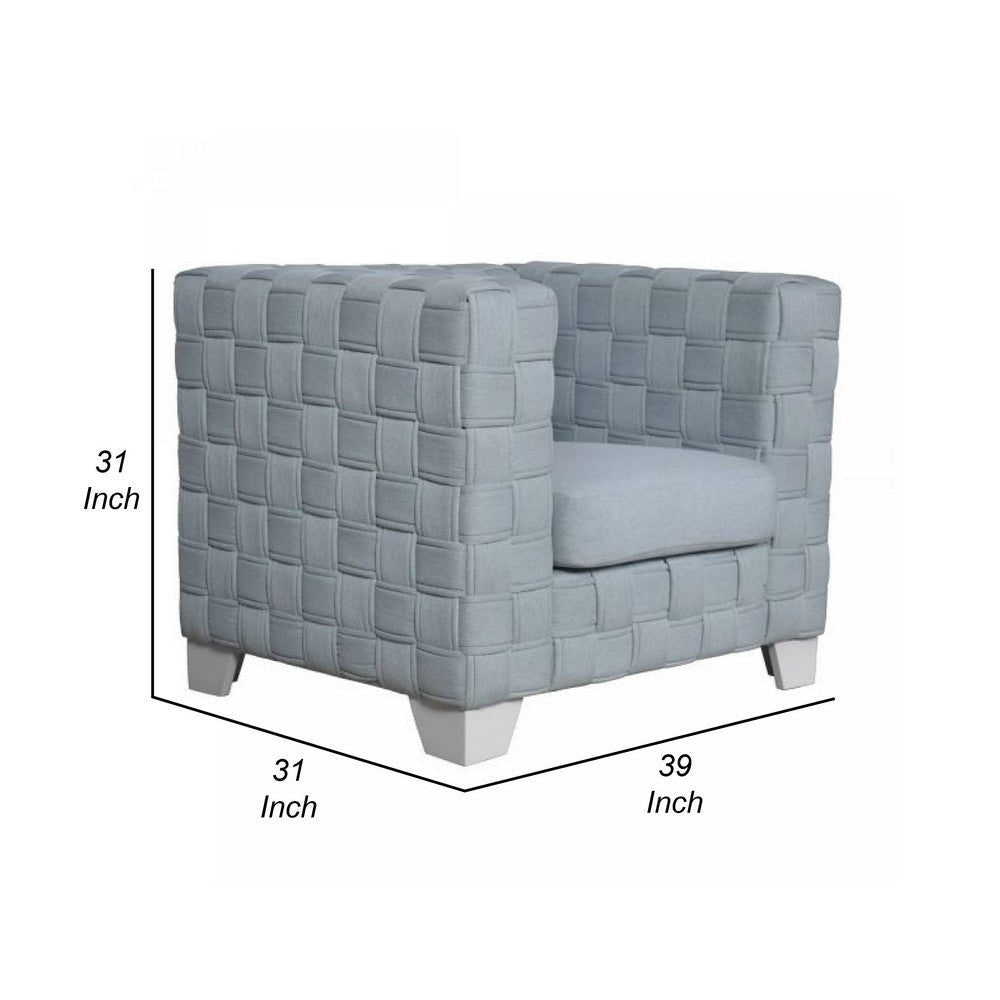 Reah Accent Chair Knitted Light Blue Chenille White Composite Wood BM324355