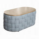 Reah Coffee Table, Knitted Light Blue Chenille Fabric, Brown Wood, 41"