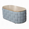 Reah Coffee Table Knitted Light Blue Chenille Fabric Brown Wood 41’’ BM324356