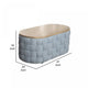 Reah Coffee Table Knitted Light Blue Chenille Fabric Brown Wood 41’’ BM324356