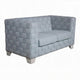 Reah Loveseat, Knitted Light Blue Chenille, White Wood Legs, 63"