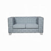 Reah Loveseat Knitted Light Blue Chenille White Wood Legs 63’’ BM324357