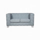 Reah Loveseat Knitted Light Blue Chenille White Wood Legs 63’’ BM324357