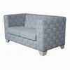Reah Loveseat Knitted Light Blue Chenille White Wood Legs 63’’ BM324357