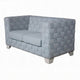Reah Loveseat Knitted Light Blue Chenille White Wood Legs 63’’ BM324357