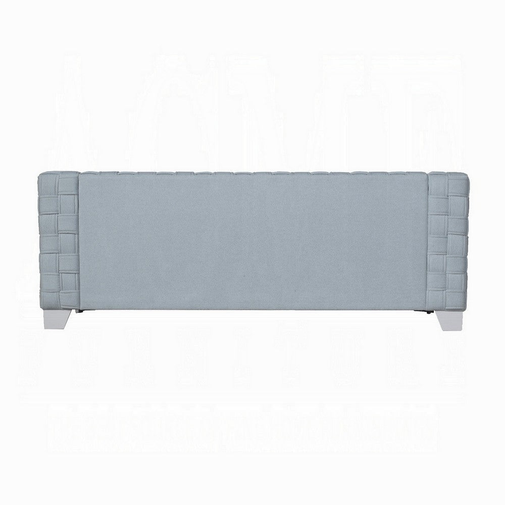Reah Sofa Knitted Light Blue Chenille White Composite Wood 85’’ BM324358