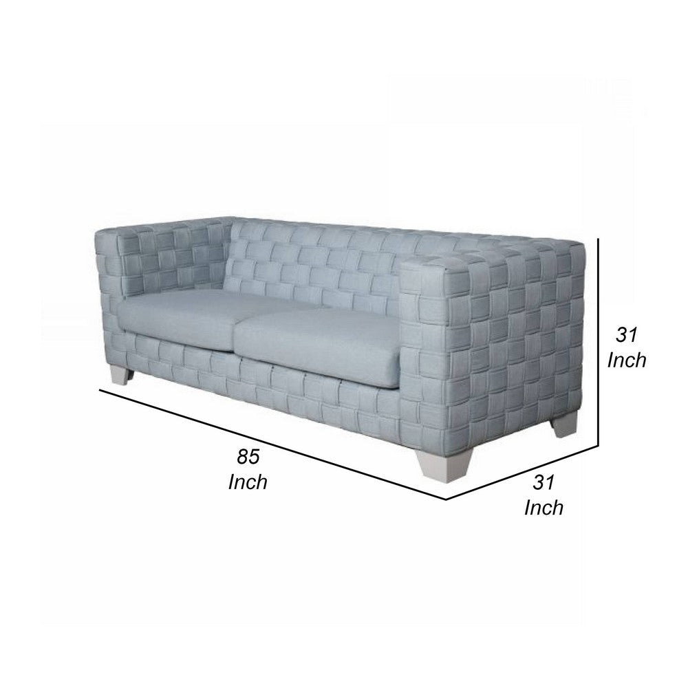 Reah Sofa Knitted Light Blue Chenille White Composite Wood 85’’ BM324358