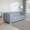 Reah Sofa, Knitted Light Blue Chenille, White Composite Wood, 85"