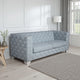 Reah Sofa, Knitted Light Blue Chenille, White Composite Wood, 85"
