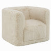 Savoir Swivel Accent Chair Modern Soft Furry Beige Fabric Round Arms BM324359