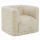 Savoir Swivel Accent Chair Modern Soft Furry Beige Fabric Round Arms BM324359