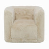 Savoir Swivel Accent Chair Modern Soft Furry Beige Fabric Round Arms BM324359