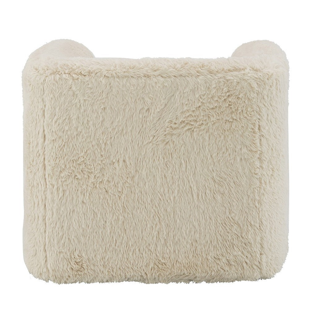Savoir Swivel Accent Chair Modern Soft Furry Beige Fabric Round Arms BM324359
