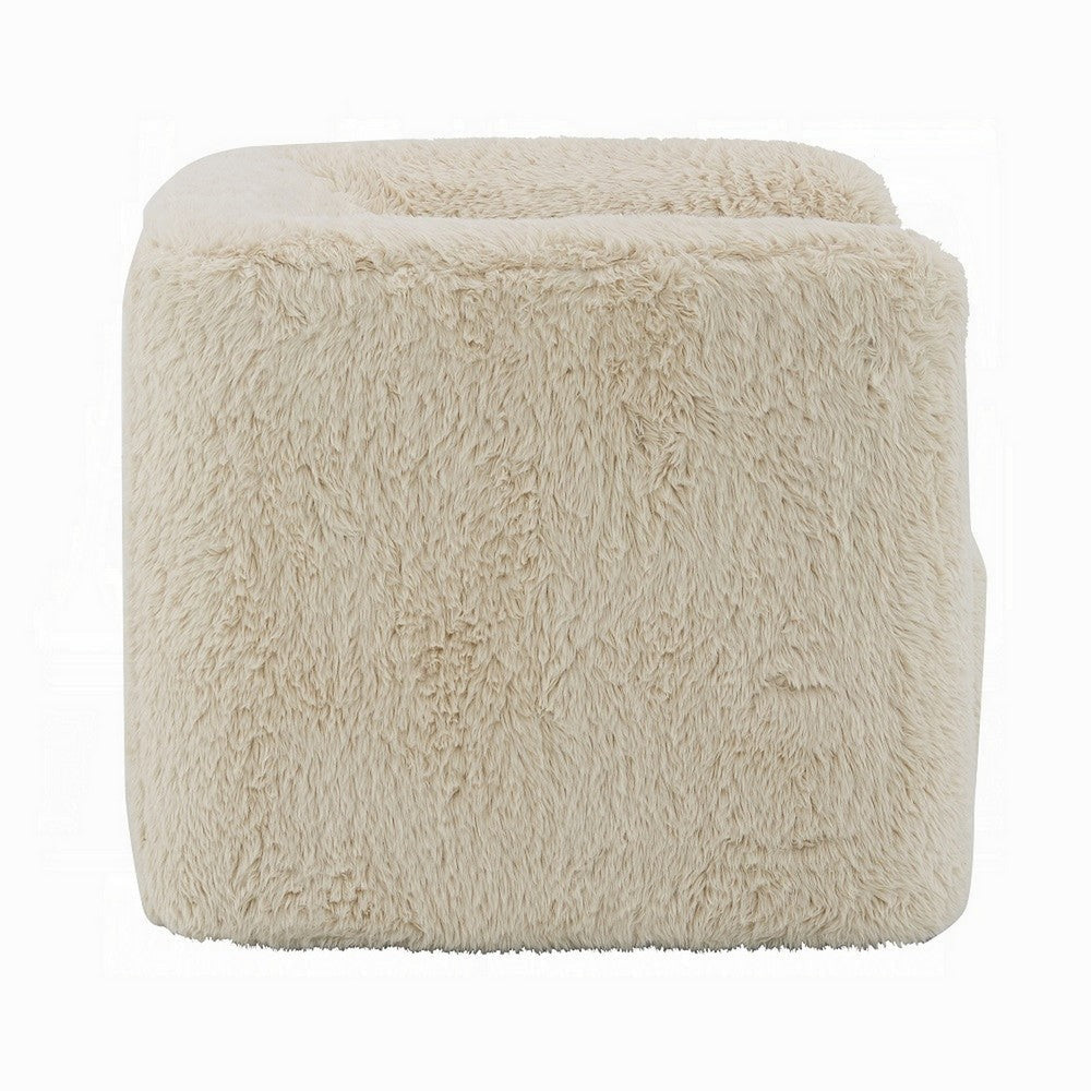 Savoir Swivel Accent Chair Modern Soft Furry Beige Fabric Round Arms BM324359
