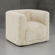Savoir Swivel Accent Chair, Modern Soft Furry Beige Fabric, Round Arms