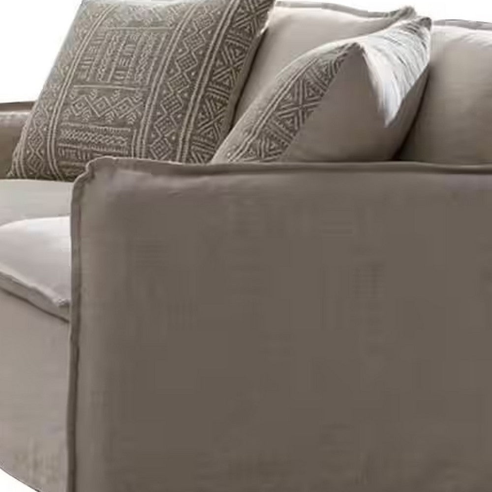 Savoir Loveseat 2 Accent Pillows Plush Modern Style Beige Linen 64’’ BM324360