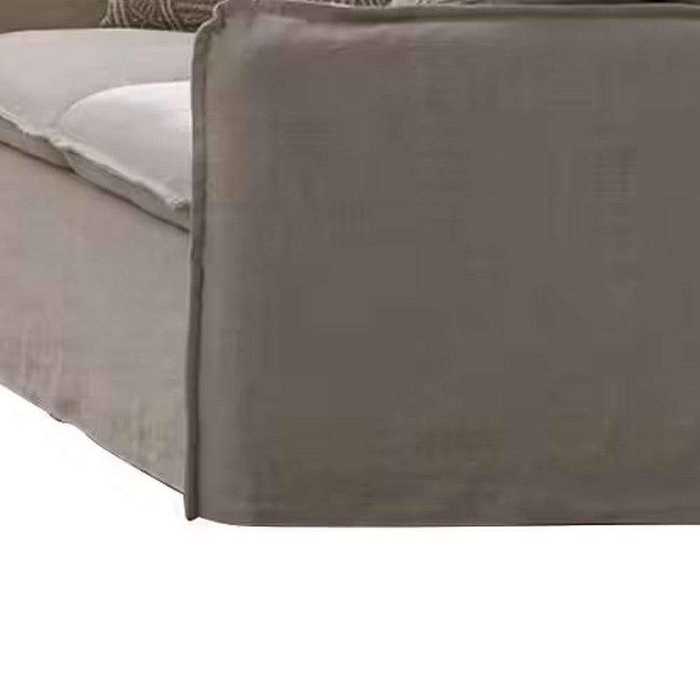 Savoir Loveseat 2 Accent Pillows Plush Modern Style Beige Linen 64’’ BM324360