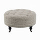 Savoir Ottoman, Beige, White Fabric, Caster Wheels, Black Legs, 32"