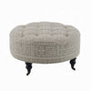 Savoir Ottoman Beige White Fabric Caster Wheels Black Legs 32’’ BM324361