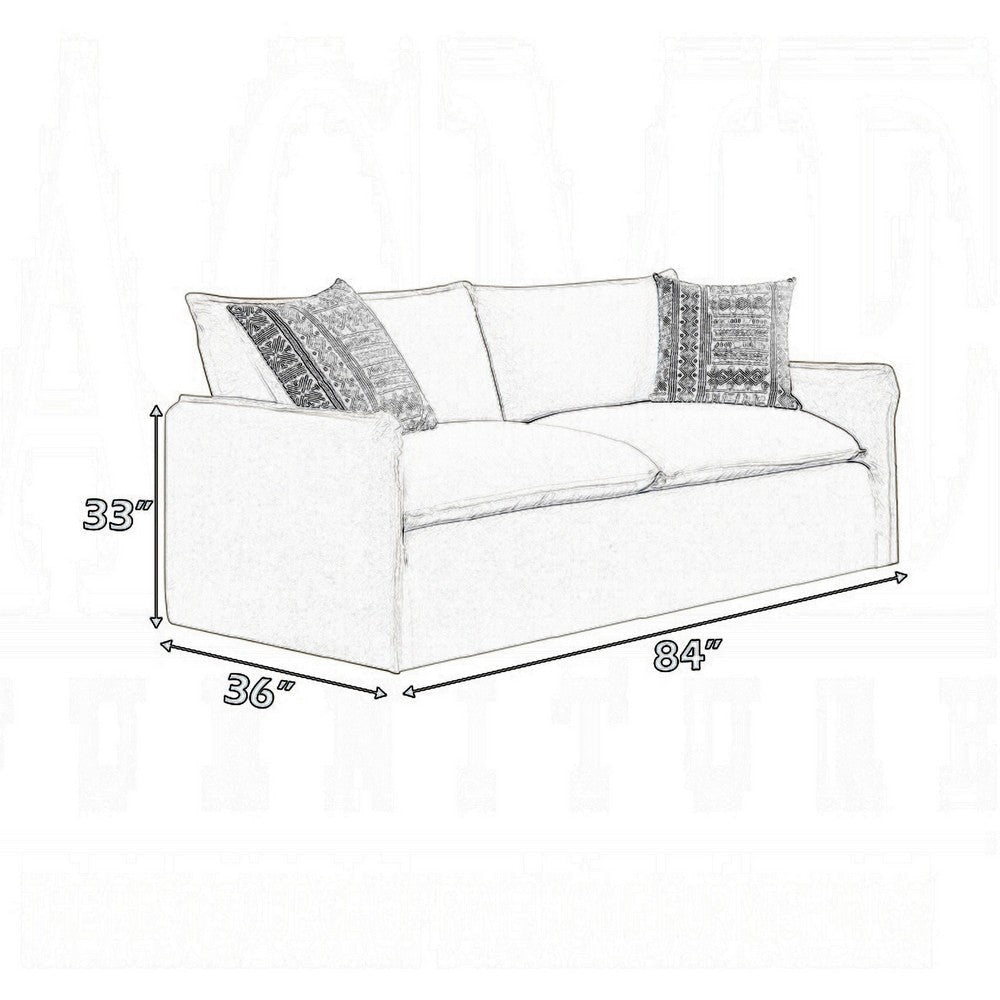 Savoir Sofa 2 Accent Pillows Contemporary Beige Linen Fabric 84’’ BM324362