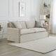 Savoir Sofa, 2 Accent Pillows, Contemporary Beige Linen Fabric, 84"
