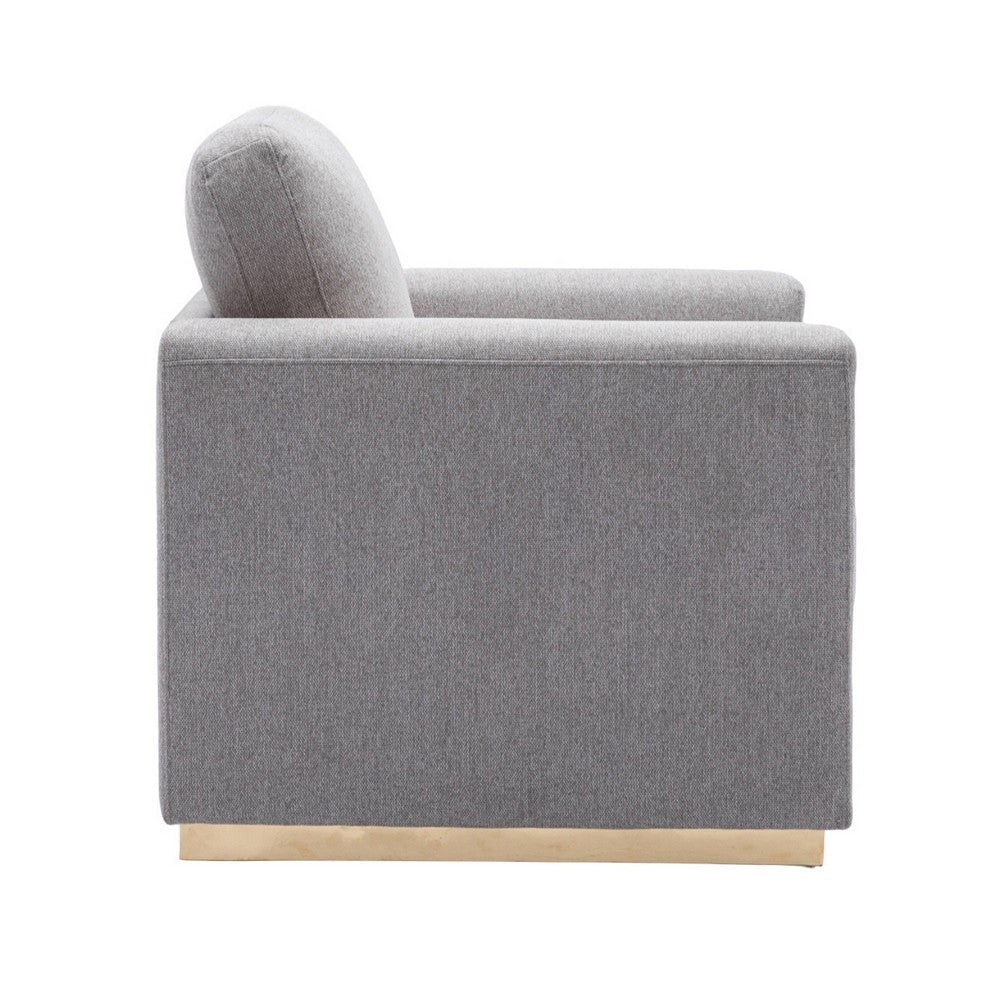 Sylvie Accent Armchair Gray Linen Square Modern Gold Base BM324363