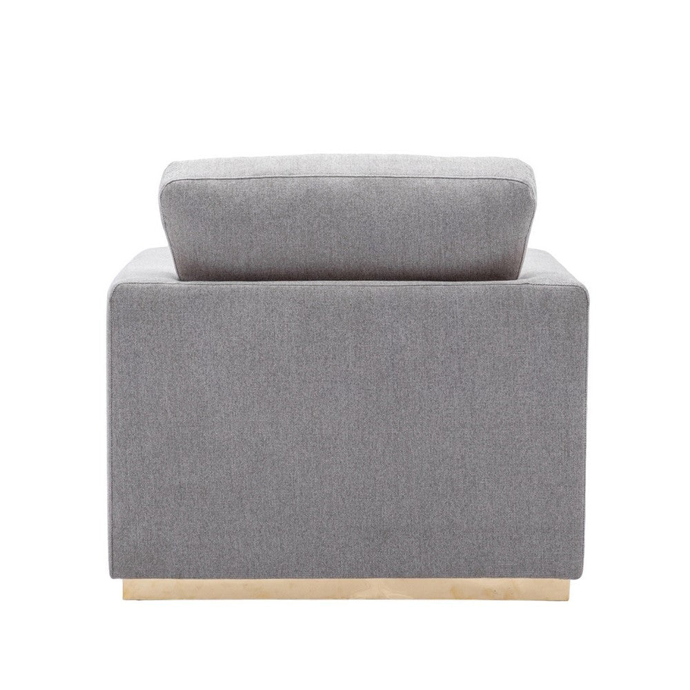 Sylvie Accent Armchair Gray Linen Square Modern Gold Base BM324363