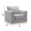 Sylvie Accent Armchair Gray Linen Square Modern Gold Base BM324363