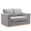 Sylvie Loveseat, Gray Linen, Gold Metal, Modern Square Cushions 57"