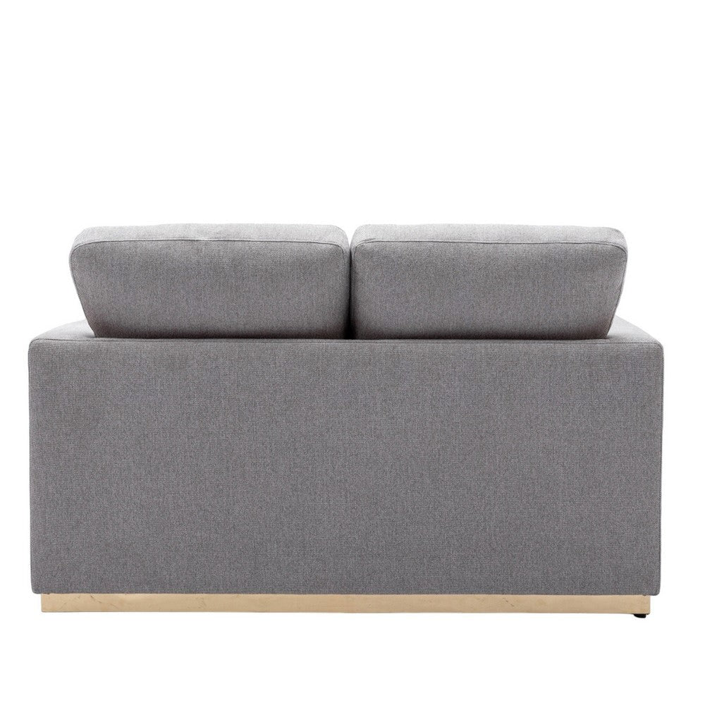Sylvie Loveseat Gray Linen Gold Metal Modern Square Cushions 57’’ BM324364