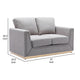 Sylvie Loveseat Gray Linen Gold Metal Modern Square Cushions 57’’ BM324364