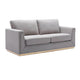 Sylvie Sofa, Gray Linen, Gold Metal Base, Modern Square Cushions 77"