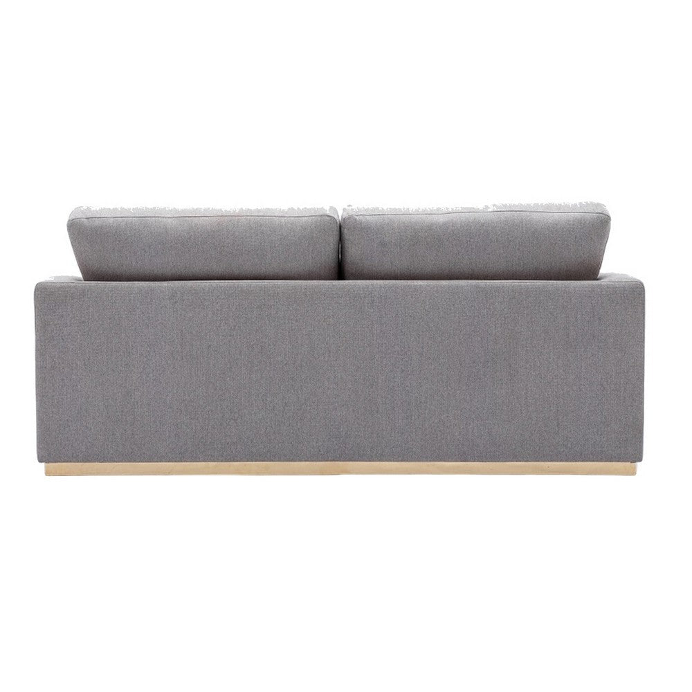 Sylvie Sofa Gray Linen Gold Metal Base Modern Square Cushions 77’’ BM324365