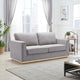 Sylvie Sofa, Gray Linen, Gold Metal Base, Modern Square Cushions 77"