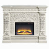 Kin LED Electric Fireplace Classic Floral Carvings Antique White 62’’ BM324366