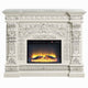 Kin LED Electric Fireplace Classic Floral Carvings Antique White 62’’ BM324366