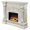 Kin LED Electric Fireplace Classic Floral Carvings Antique White 62’’ BM324366