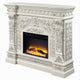 Kin LED Electric Fireplace Classic Floral Carvings Antique White 62’’ BM324366