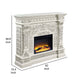 Kin LED Electric Fireplace Classic Floral Carvings Antique White 62’’ BM324366