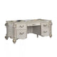 Antoine Home Office Desk, 5 Drawers, 74" Pearl White Wood Finish, Gold