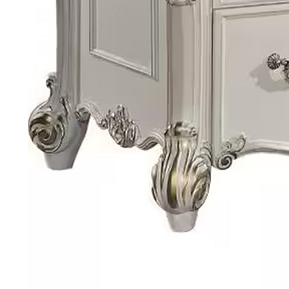 Antoine Home Office Desk 5 Drawers 74’’ Pearl White Wood Finish Gold BM324369