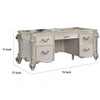 Antoine Home Office Desk 5 Drawers 74’’ Pearl White Wood Finish Gold BM324369